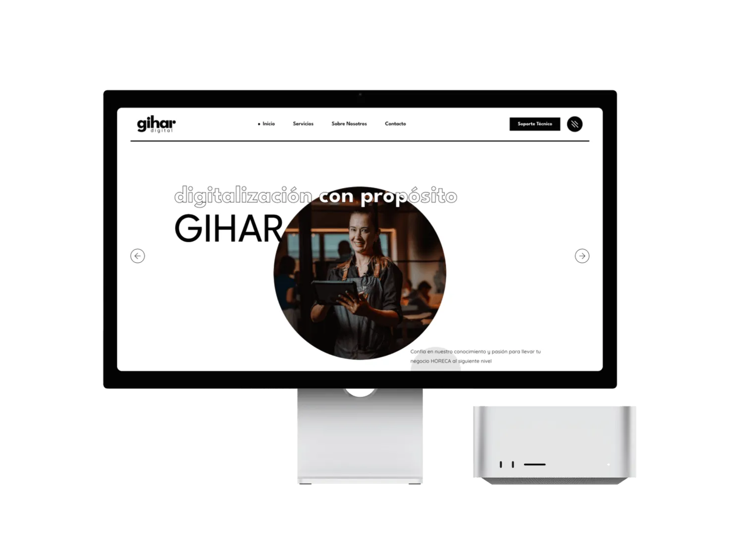 Web de Gihar en una pantalla d'ordinador