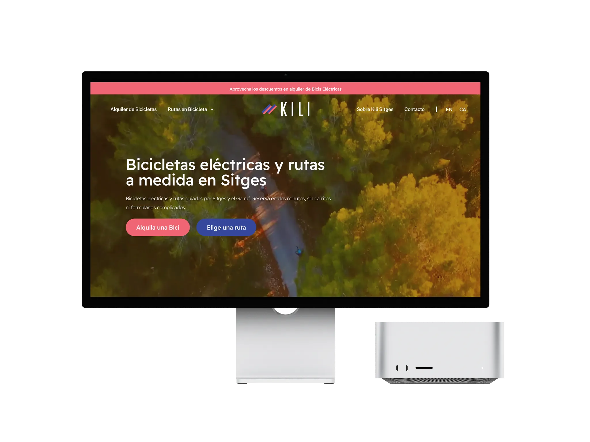 Web de Kili Bikes en una pantalla d'ordinador