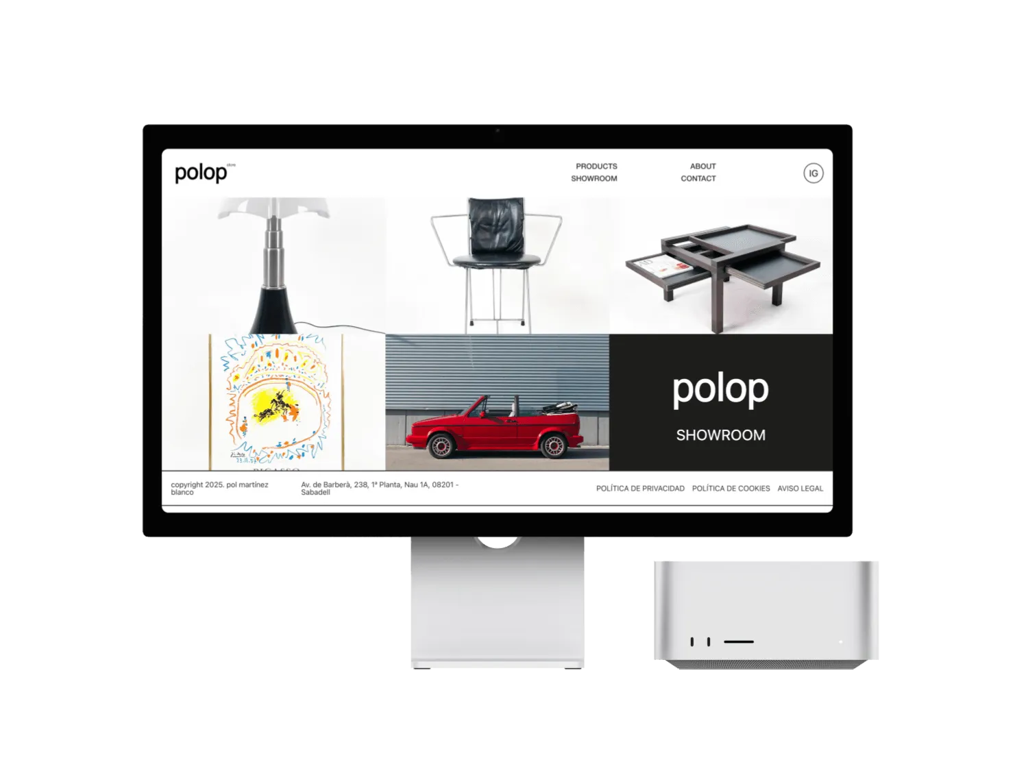 Web de Polop Store en una pantalla d'ordinador